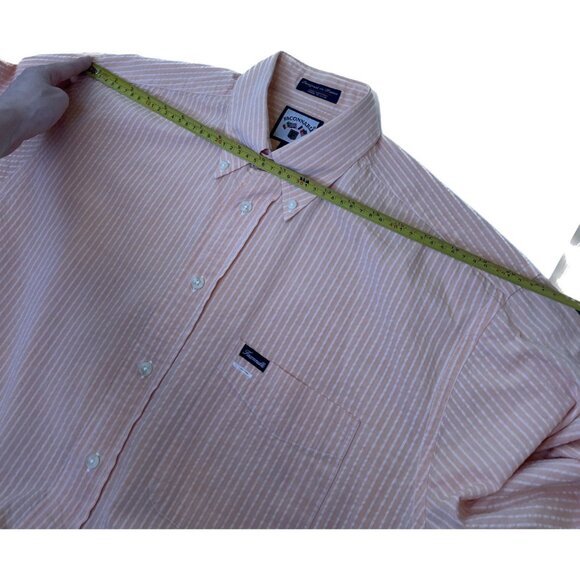 Vintage Faconnable Men’s Button-Up Shirt Orange Striped M Cotton Made In USA - Picture 5 of 7